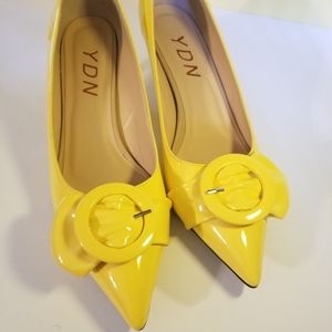Yellow kitten heels
